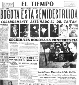 Titular de prensa del diario El Tiempo. BogotÃ¡,  1948.