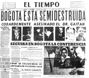 Titular de prensa del diario El Tiempo. BogotÃ¡,  1948.